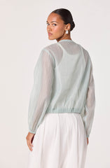 Aeva Sheer Chiffon Bomber Jacket