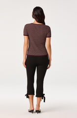 Cindra Striped Ribbed Knit Tee