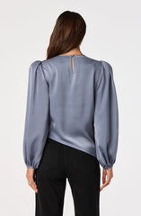 Beatrice Satin Faux-Wrap Blouse