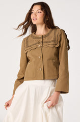 Cleo Sailor-Collar Cropped Jacket