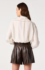 Edith Eyelet Lace-Trim Blouse
