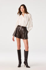 Atherton Faux Leather Pleated Shorts