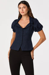 Anne Embroidered Fit-and-Flare Top