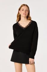 Jadyn Lace-Trim V-Neck Sweater