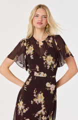 Aila Chiffon Flutter Sleeve Maxi Dress