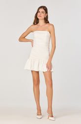Bubble hem ruched mini dress