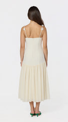 Amia Floral Applique Midi Dress