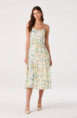 Jaylynn Ruffle Sweetheart Linen Midi Dress