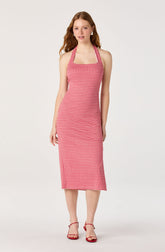 Alice Halter Gingham Fitted Midi Dress