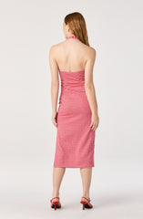 Alice Halter Gingham Fitted Midi Dress