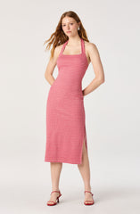 Alice Halter Gingham Fitted Midi Dress