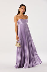 Cyrina Pliss茅 Strapless Maxi Gown