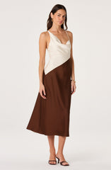 Amiyah Colorblock Cowl Neck Midi Dress