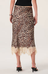Eilinna Lace Hem Satin Midi Skirt