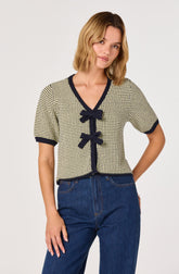 Contrast Bow Front Cardigan