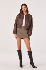 Faux Leather Bomber Jacket