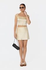 Elliana Lace Sleeve Satin Top