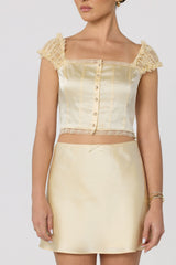 Elliana Lace Sleeve Satin Top