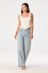 Amity Lace Trim Ribbed Crop Top