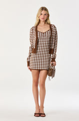 Gingham Contrast V-Neck Cardigan