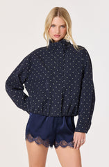 Cooper Polka Dot Funnel Neck Bomber Jacket