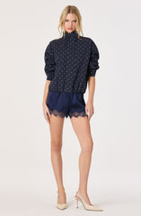 Cooper Polka Dot Funnel Neck Bomber Jacket