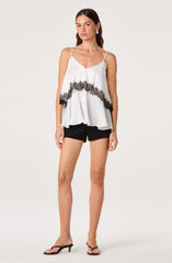 Beara Satin Lace Trim Tank Top