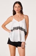 Beara Satin Lace Trim Tank Top
