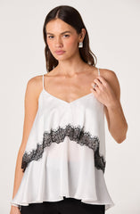 Beara Satin Lace Trim Tank Top