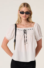 Carola Lace Trim Babydoll Top