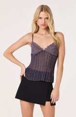 Haleigh Plaid Mesh Top