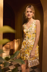 Aisha Floral Appliqu茅 Mini Dress