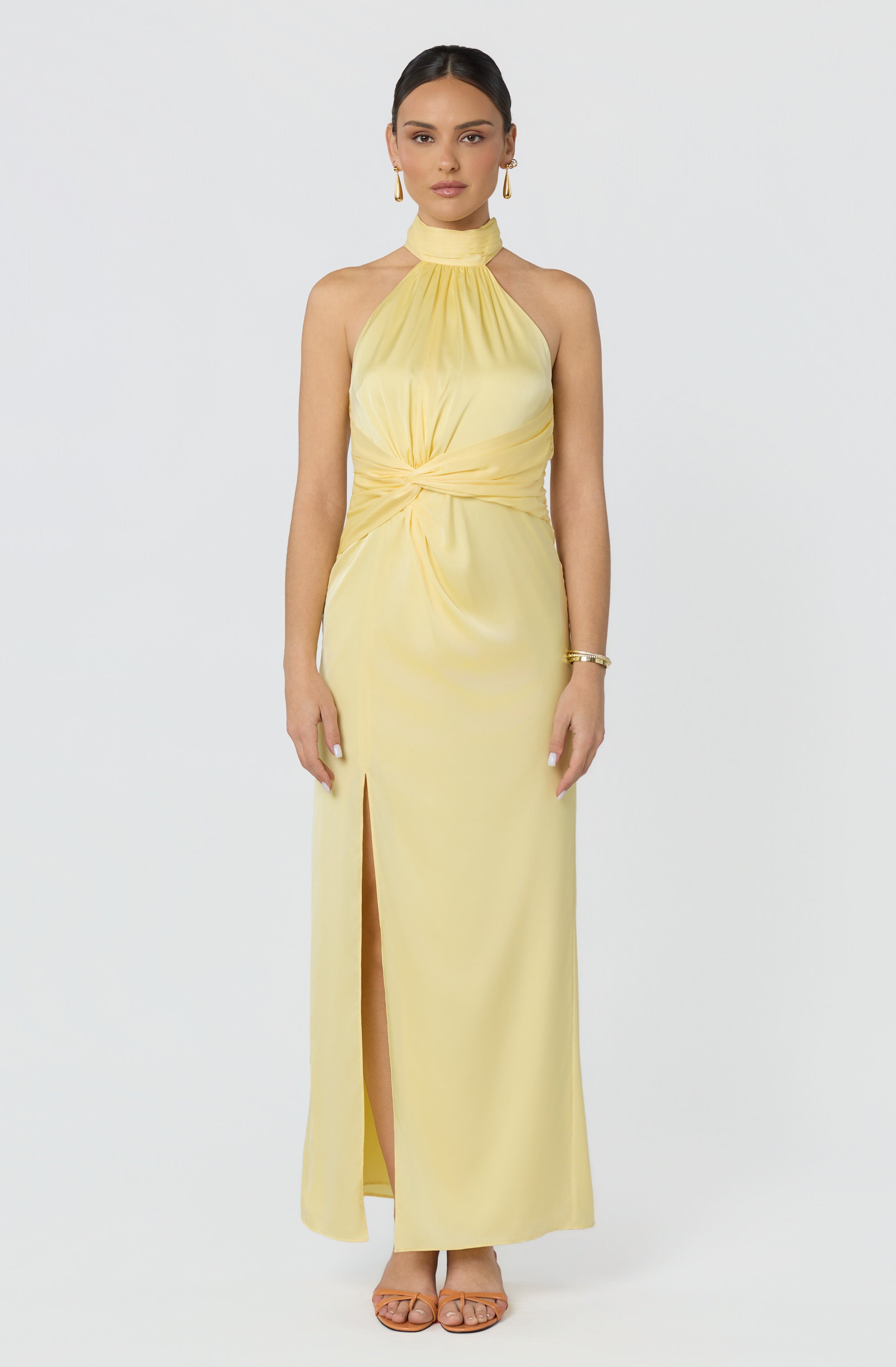Aspen Twist Front Halter Maxi Dress