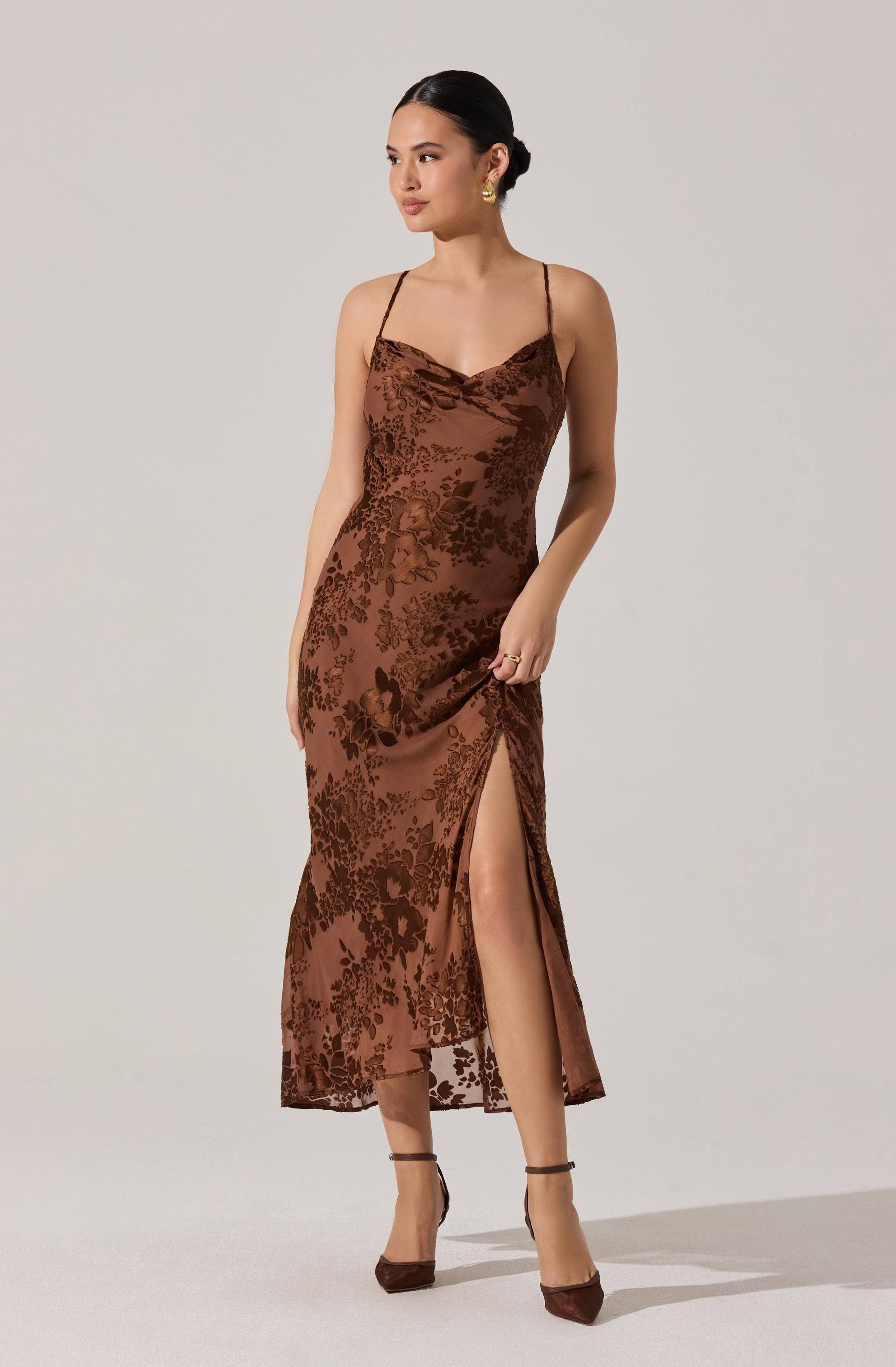 Gaia Floral Burnout Midi Dress