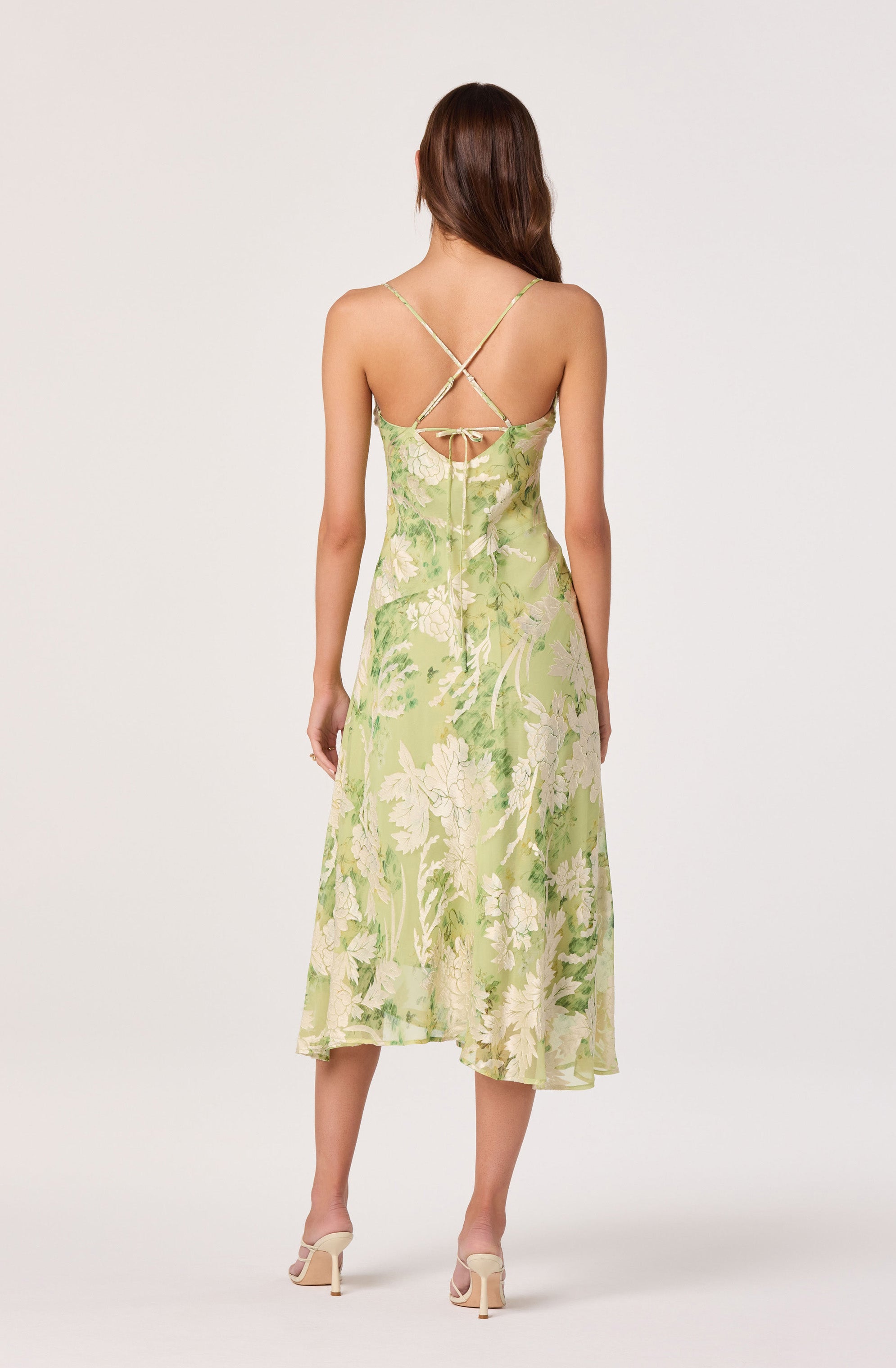 Gaia Burnout Velvet Cowl Midi Dress