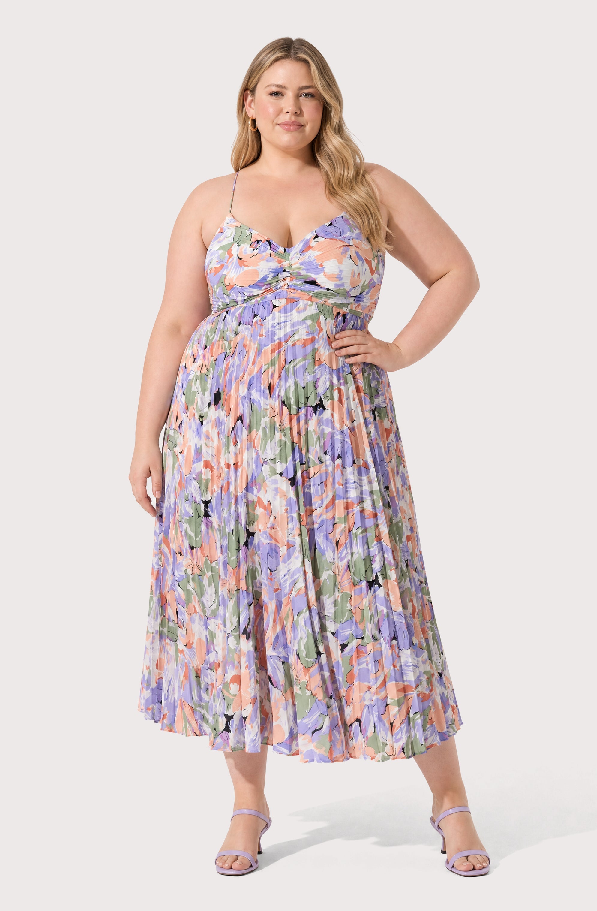 Blythe Floral Plisse Midi Dress