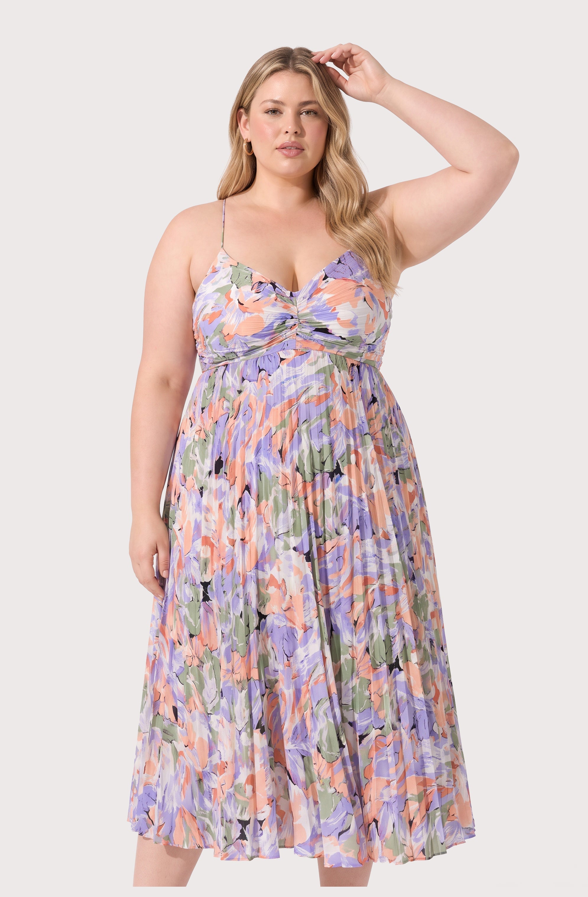 Blythe Floral Plisse Midi Dress
