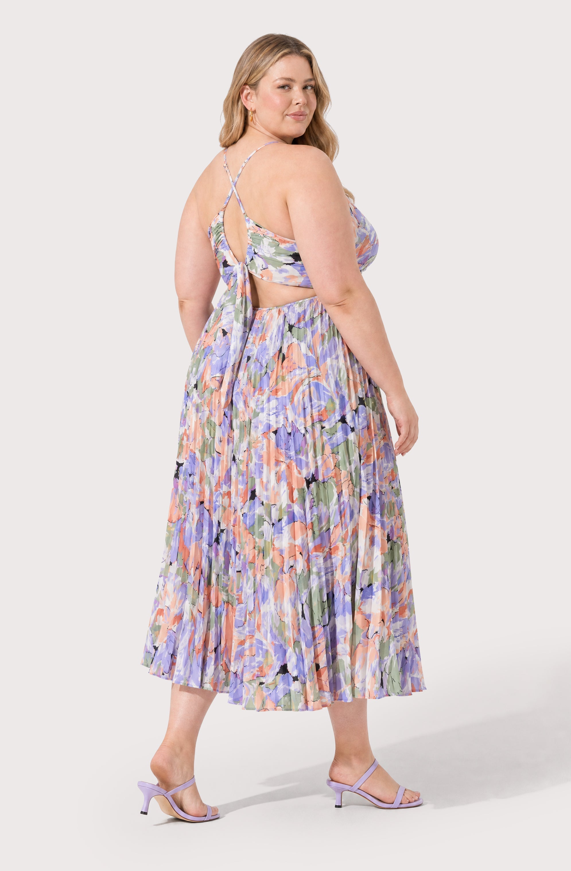 Blythe Floral Plisse Midi Dress