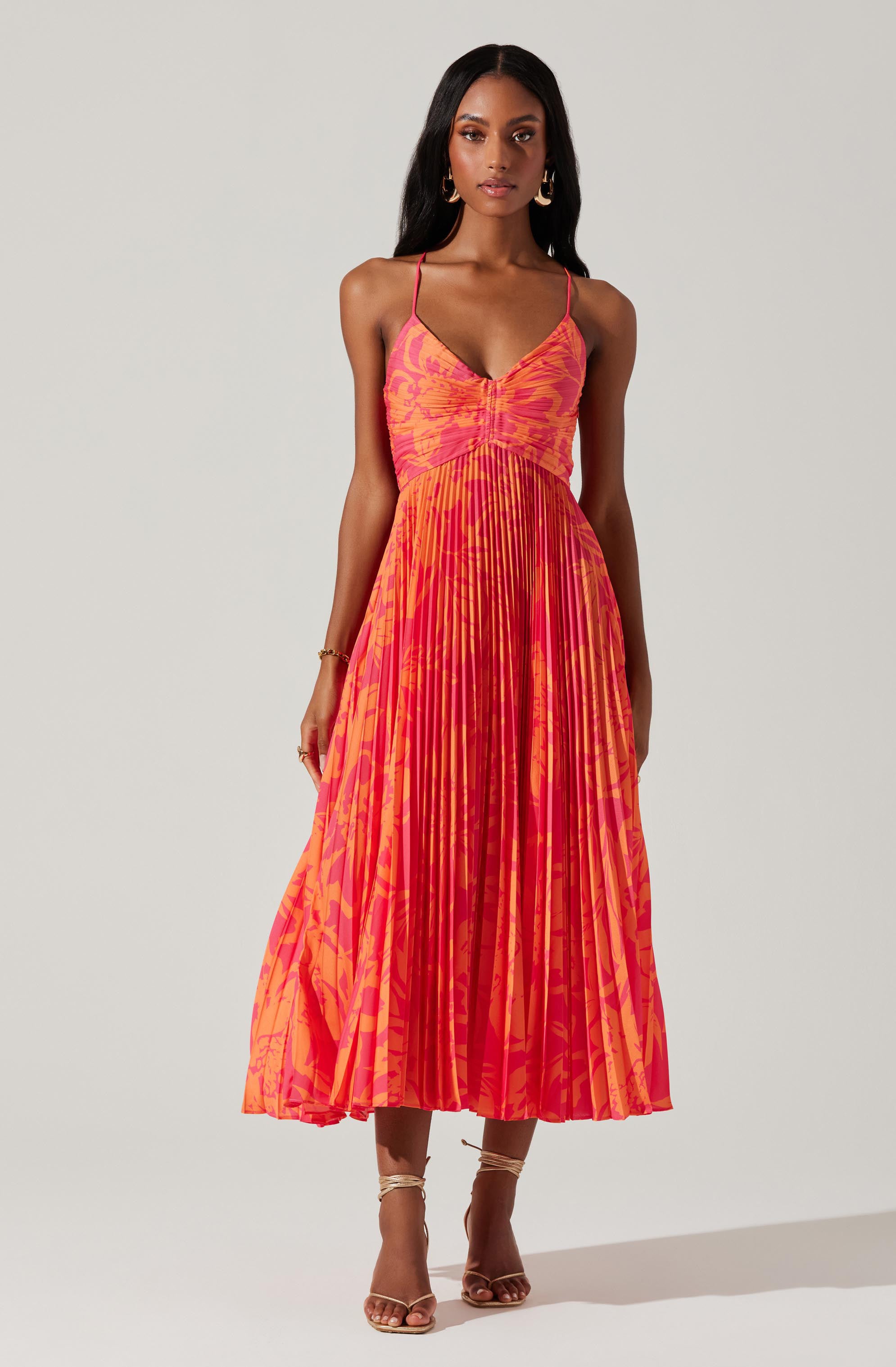 Blythe Floral Plisse Midi Dress