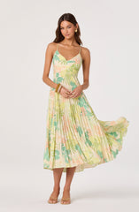 Blythe Floral Plisse Midi Dress