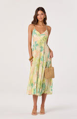Blythe Floral Plisse Midi Dress