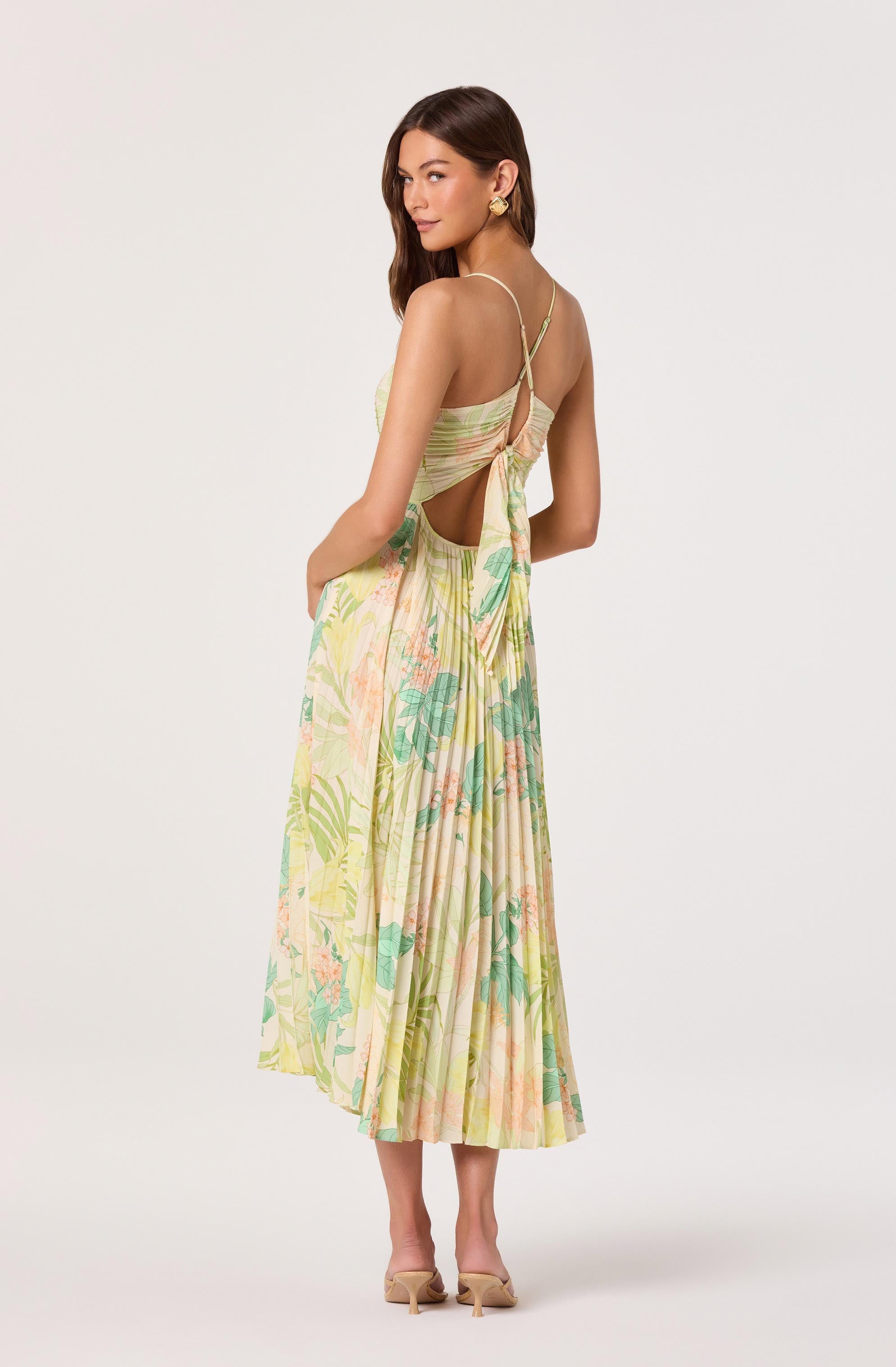 Blythe Floral Plisse Midi Dress
