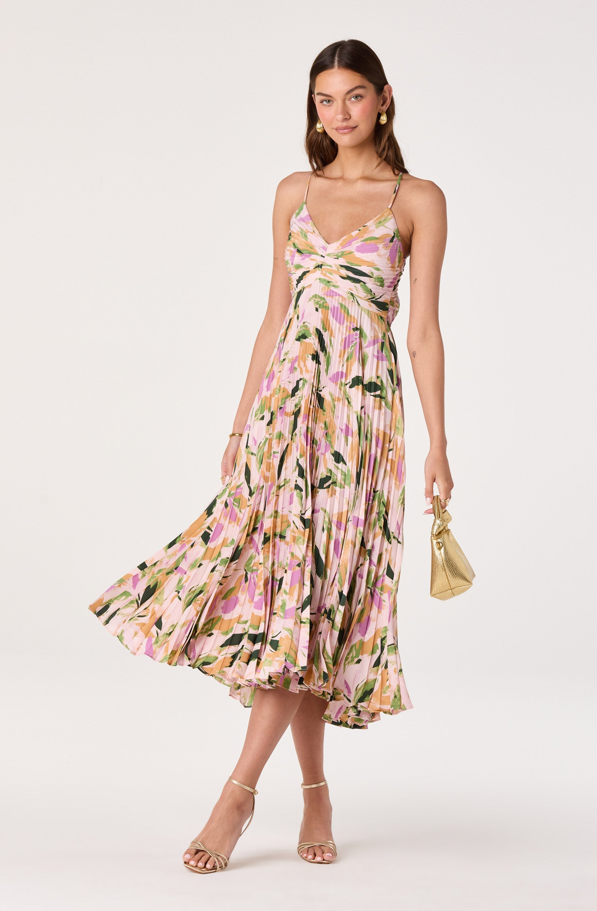 Blythe Floral Plisse Midi Dress