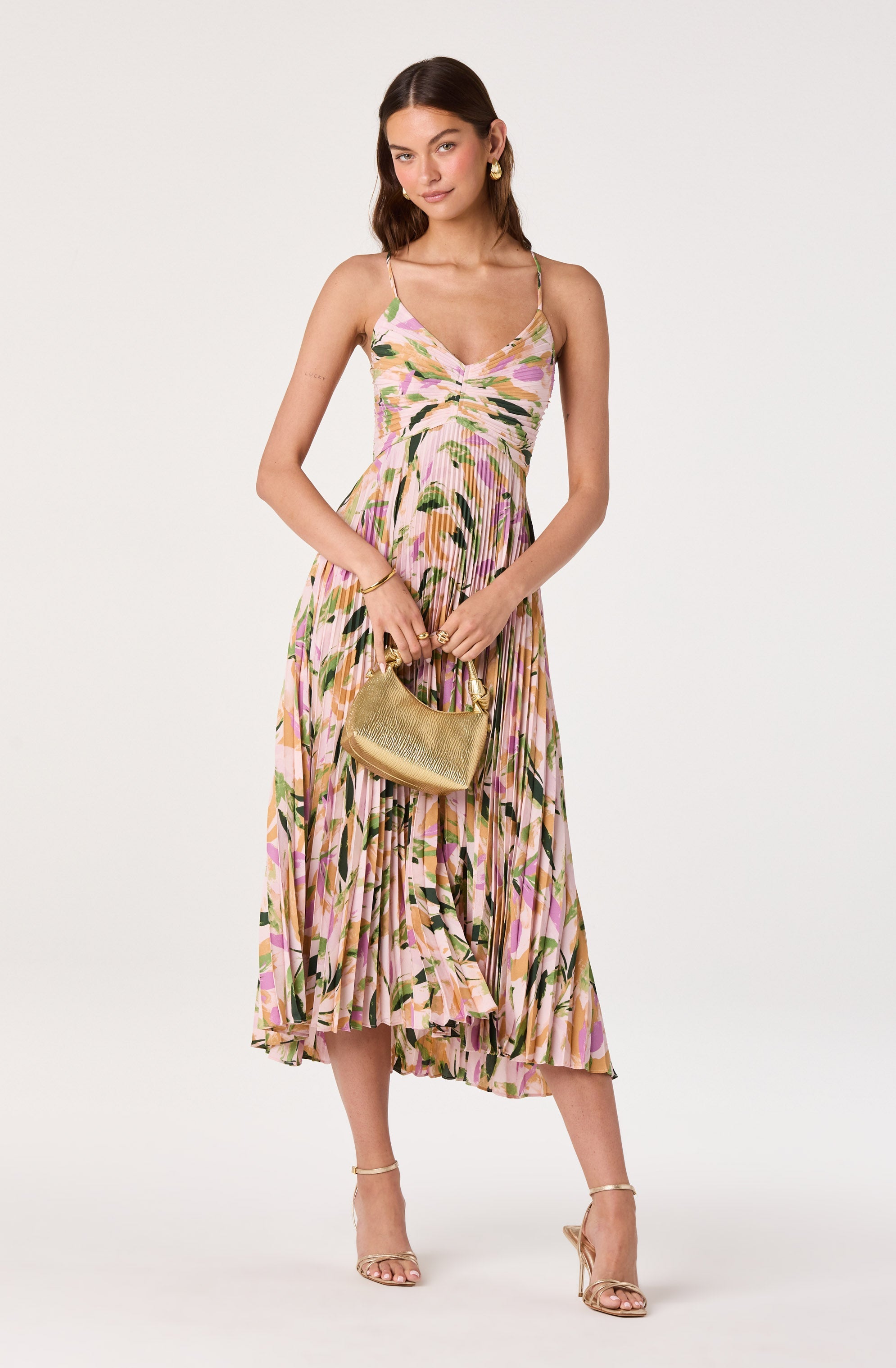 Blythe Floral Plisse Midi Dress