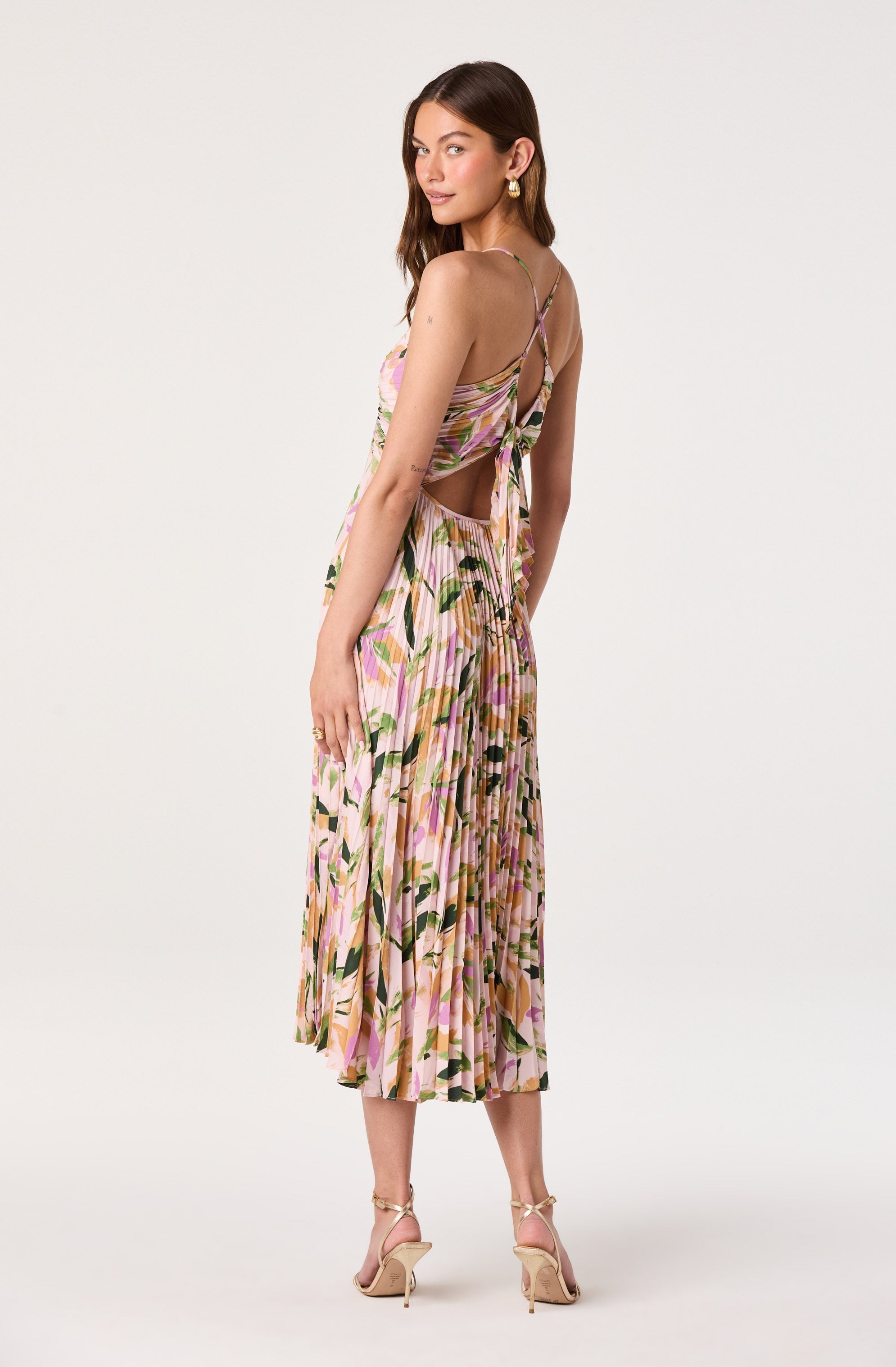 Blythe Floral Plisse Midi Dress