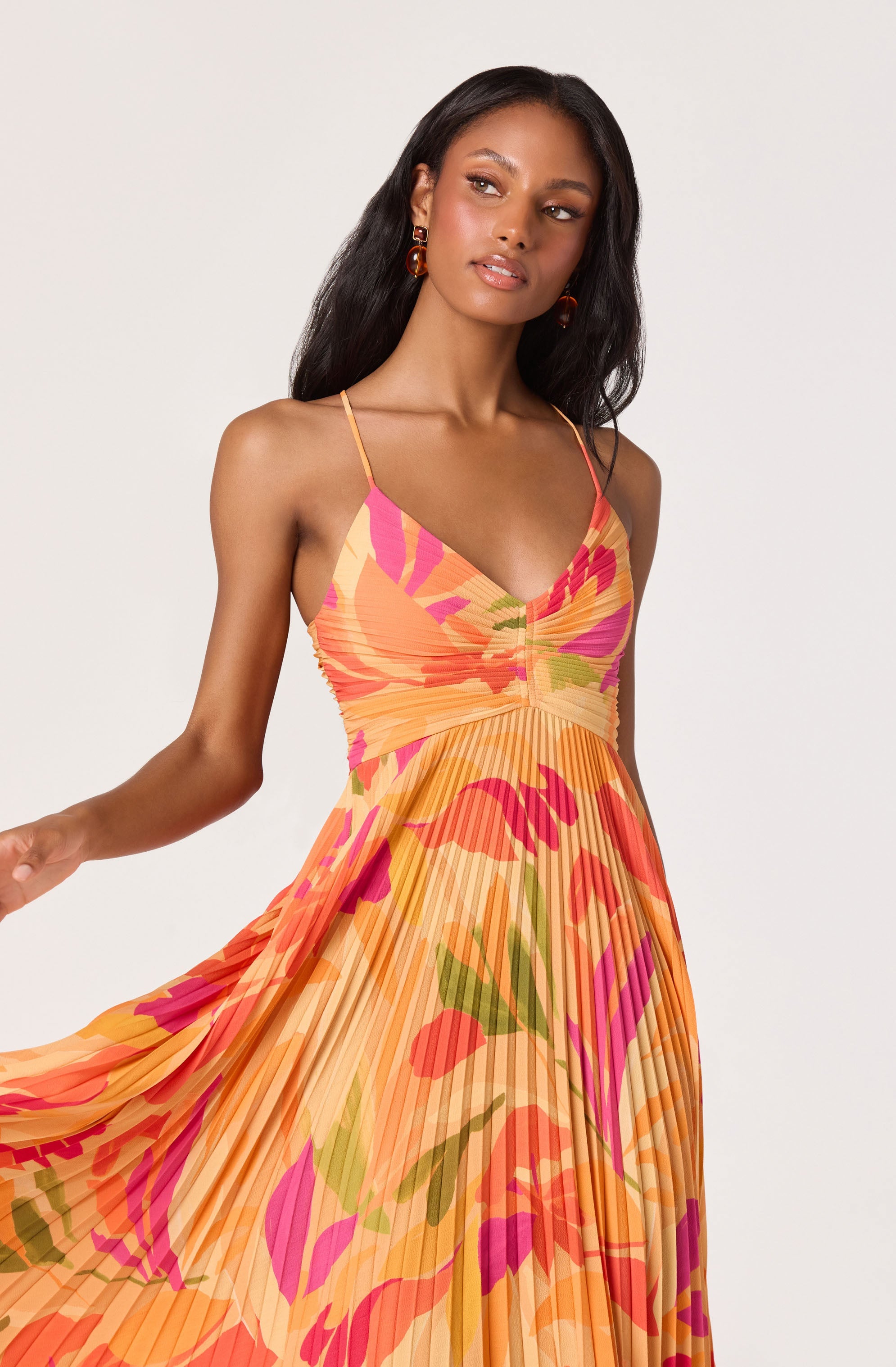 Blythe Floral Plisse Midi Dress