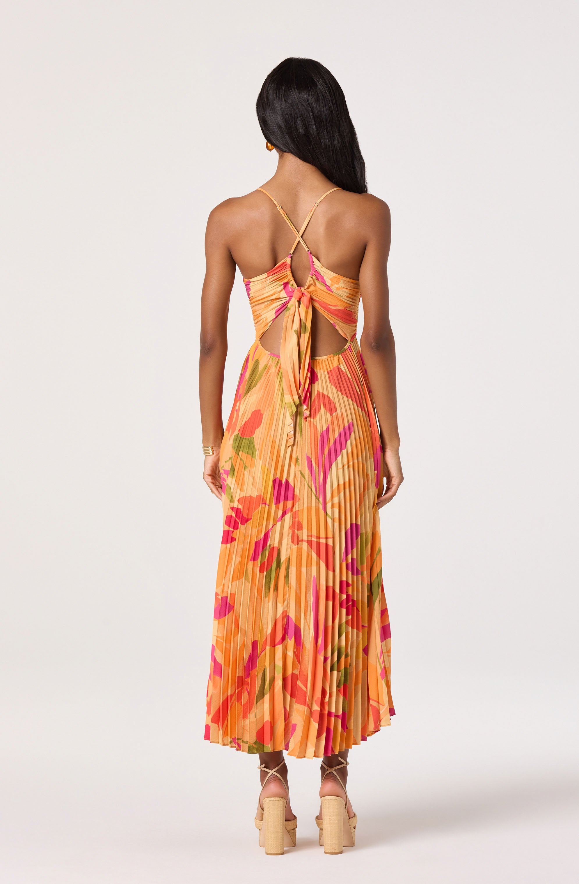 Blythe Floral Plisse Midi Dress