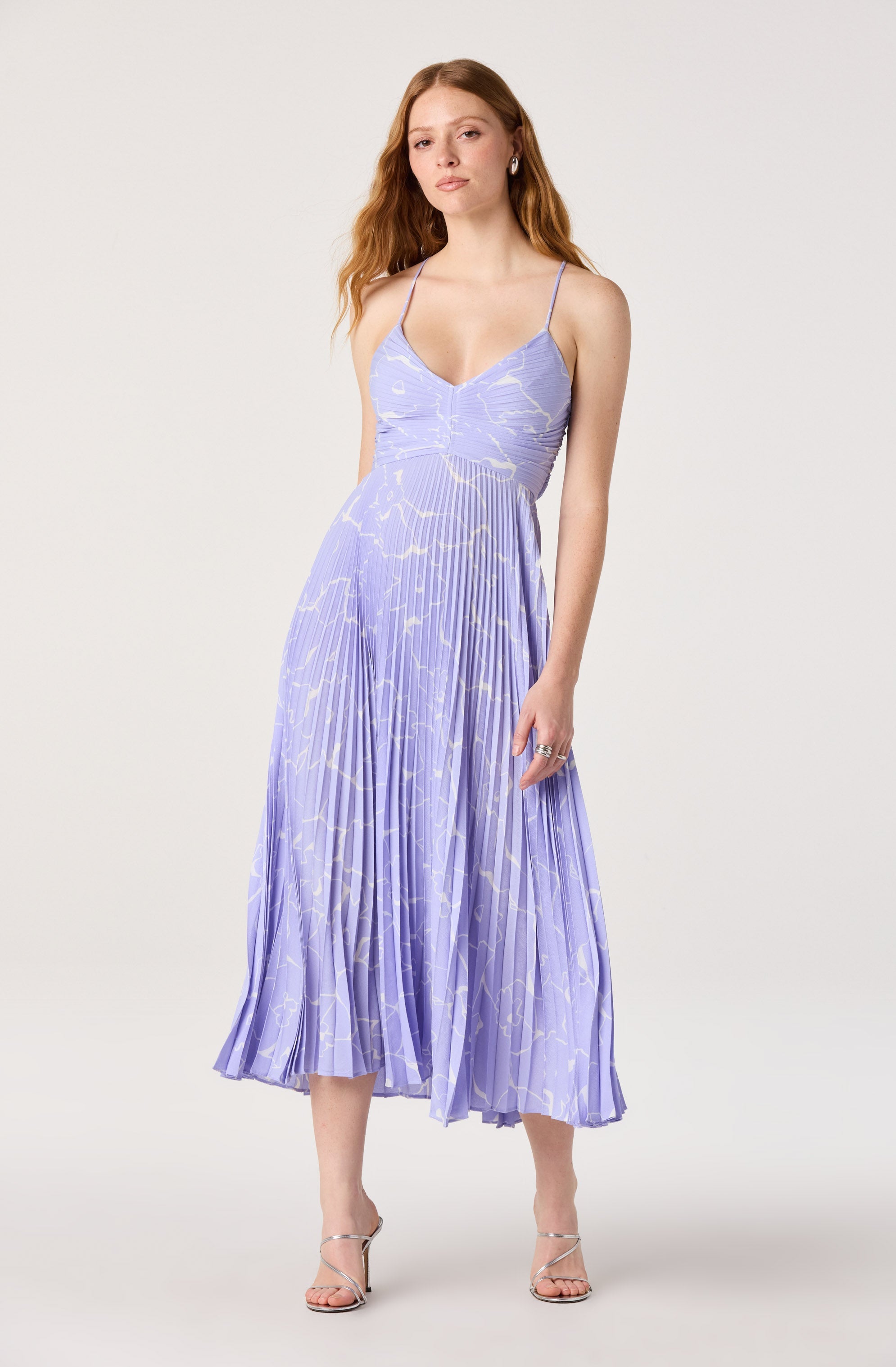 Blythe Floral Plisse Midi Dress