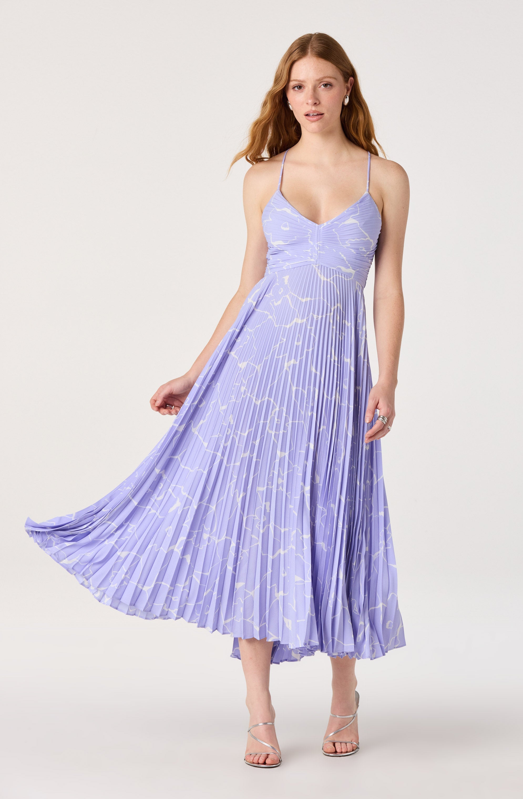 Blythe Floral Plisse Midi Dress