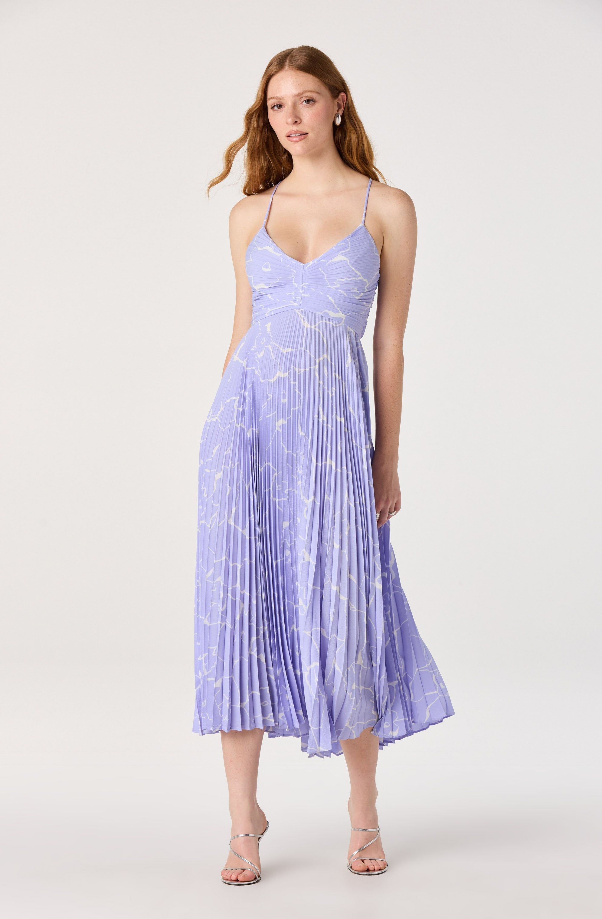 Blythe Floral Plisse Midi Dress
